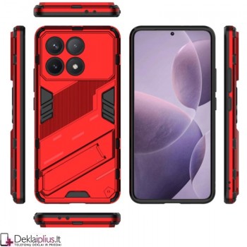Smūgiams atsparus dėklas su kojele - raudonas (Xiaomi Poco F6 Pro 5G)